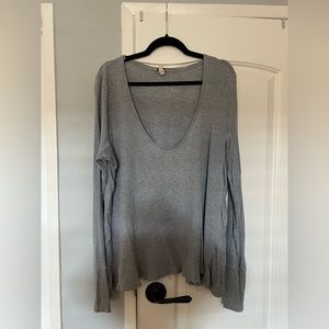 Gray Waffle Long Sleeve Top